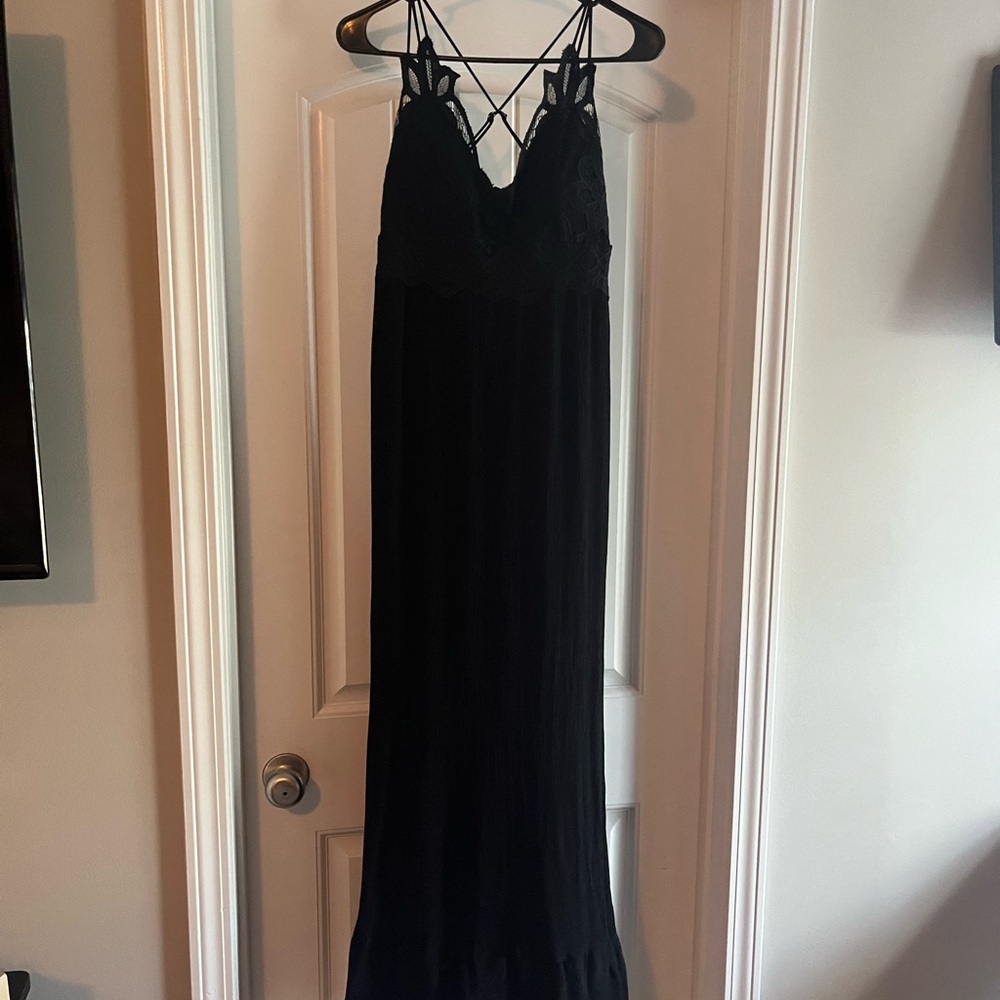 Black Lace Top Maxi Gown